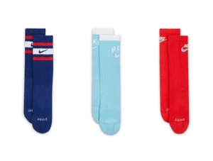 Men Nike Everyday Plus Cushioned Crew Socks 3 Pack Sky Blue Red Size Large 8-12 - Picture 1 of 12
