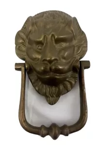 Brass Antique Door Knocker Lions Head Ring Architectural Reclaimed Heavy Bronze - Picture 1 of 12