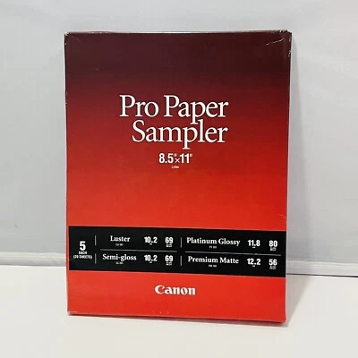 Canon Pro Paper Sampler Pack 8.5x11 Letter. Luster, Glossy, Semi, Matte (5 Each) - Image 1 of 4