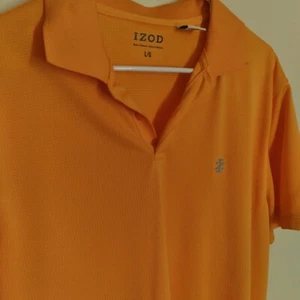 IZOD GOLF Men's Short Sleeve Button Down Polyester Golf Polo Shirt Peach Large - Picture 1 of 8