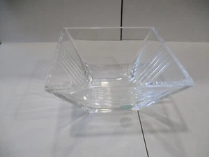 TIFFANY & CO. ITALY CRYSTAL SQUARE CANDY JEWELRY DISH ART DECO STICKER & SIGNED - Picture 1 of 12
