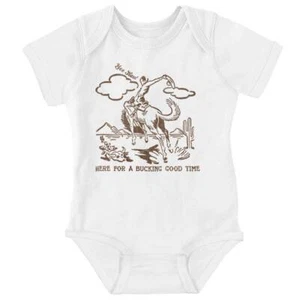 Cowboy Yee Haw Here For A Bucking Good Time Newborn Baby Boy Girl Infant Romper - Picture 1 of 7