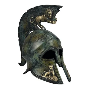 Helmet Ancient Greek Real Bronze Metal Art Sculpture Handmade in Greece - Picture 1 of 10