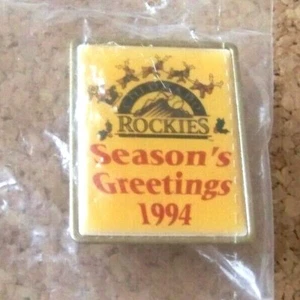 Colorado Rockies Season's Greetings 1994 lapel pin MLB Santa & sleigh Christmas - Picture 1 of 6