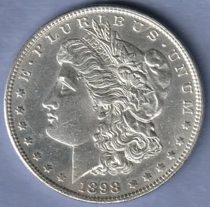 1898-P MORGAN SILVER DOLLAR. Our Opinion is AU/UNC. Free Shipping. #1 - Picture 1 of 4