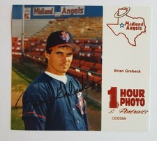 1994 MIDLAND ANGELS BRIAN GREBECK ROOKIE OFFICIAL 5.5"X5" 1 HOUR PHOTO AUTO