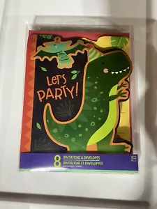Tyranosaurus Rex T-Rex Dinosaur Birthday Party Invitations (8 Total) - NEW! - Picture 1 of 2