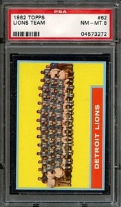FB - 1962 Topps - #62 - Lions Team - PSA 8 - casi nuevo-como nuevo - Imagen 1 de 2