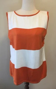 TN by TRENT NATHAN Size XL Orange/ White Stripe Cotton Sleeveless Tank Vest Knit - Picture 1 of 5