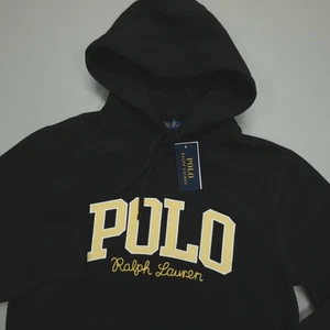 Polo Ralph Lauren Logo Fleece Hoodie Sweatshirt Men's Size S Black Embroidered - Afbeelding 1 van 9