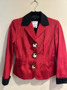 Moschino Cheap And Chic Red And Black Blazer With Duck Buttons Sz 4 - Picture 1 of 4