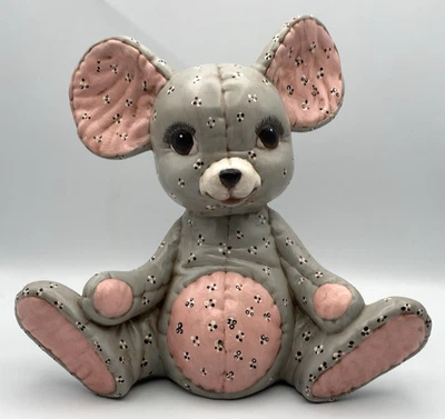 Figura de colección Kimple molde de cerámica acolchada gris hinchado orejas rosas de ratón 1986 Foto 1 de 4