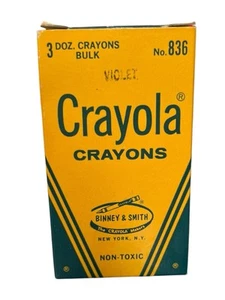NOS Vtg Crayola Crayons Bulk 3 Dozen Box Violet No. 836 Binney & Smith 70s 1970s - Picture 1 of 11