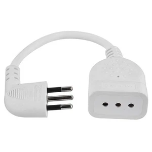 Mini Prolunga Salvaspazio Spina Piccola 10A Cavo 20 cm Bianco Electraline 46005 - Picture 1 of 6