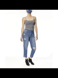 INDIGO SAINTS Womens Blue Denim Zippered Destroyed Boyfriend Jeans 27 Waist - Picture 1 of 3