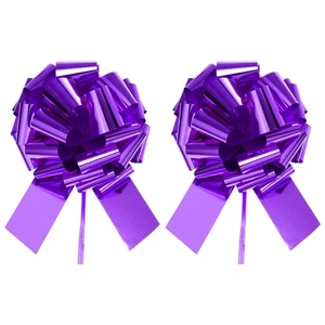 2pcs 12" Extra Large Pull Bow Christmas Metallic Car Gift Bows Purple - Picture 1 of 6