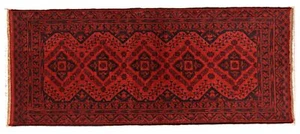 Afghan Khal Mohammadi Teppich 80x190 Handgeknüpft Braun Geometrisch Orient e - Picture 1 of 4