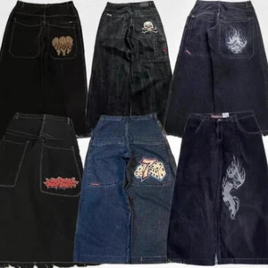Baggy Jeans Yk2Vintage Washed Haft Hip Hop Męskie dżinsy - Zdjęcie 1 z 35
