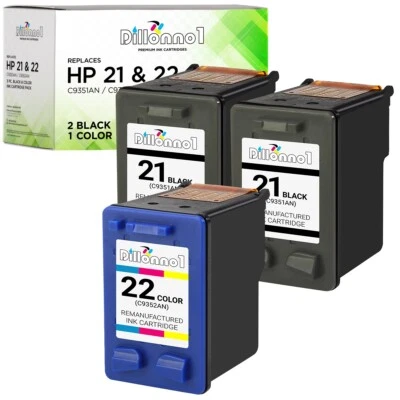 3PK para HP 21 negro HP 22 colores C9351AN C9352AN Deskjet FAX Officejet PSC Foto 1 de 4