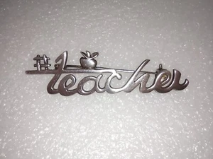 Vintage Sterling Silver Teachers Pin Brooch #1 Teacher Award 925 - Imagen 1 de 12