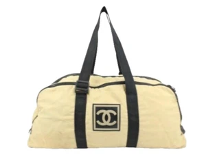 Chanel XL Beige CC Logo Sports Line Duffle Boston Gym Travel Bag with Charm - Picture 1 of 23