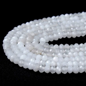 4X3MM White Jade Gemstone Grd AAA Faceted Rondelle 13.5 inch (80009514-P38) - Picture 1 of 3