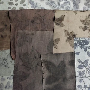 Hand woven fabric bundle 10 pieces botanic dyeing hand woven cotton fabric scrap - Picture 1 of 6