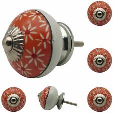 Hand Painted Round Ceramic Knobs for Door and Cabinets Pack of 6 US
