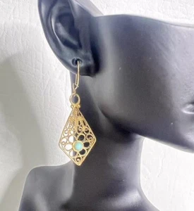 Raute Türkis Made in Israel 925 Sterling Silber Ohrhänger 1,7 Zoll - Bild 1 von 2