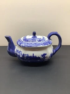 Flow Blue Vintage Victoria Ware Ironstone Lg Teapot w/ lid EUC - Picture 1 of 11