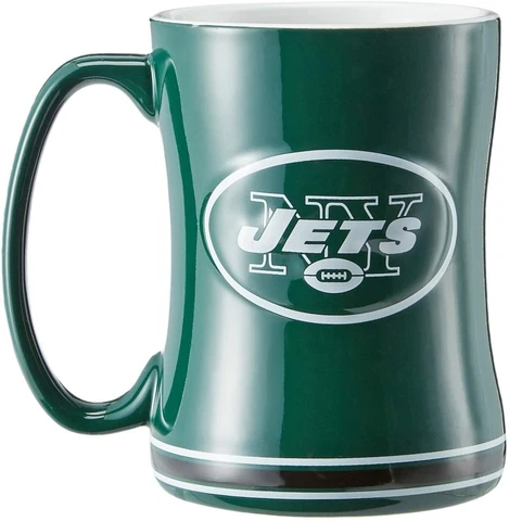 New York Jets 14 oz Team Color Sculpted Logo Relief Coffee Mug  - NEW Cover