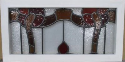 OLD ENGLISH LEADED STAINED GLASS WINDOW TRANSOM Pretty Abstract 25" x 12.5" - Image 1 of 3