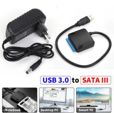 USB3.0 zu SATA Adapter Konverter für 2,5" 3,5" SATA Externe HDD/SSD Festplatten. - Bild 1 von 4