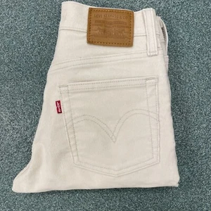 Levi’s jeans Women 24 PREMIUM “WEDGIE STRAIGHT” BIG E Ivory Corduroy Perfect - Picture 1 of 19