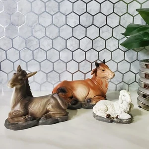 Nativity Animals Replacements Sitting Resting Sheep Ox Donkey  Set of 3 - Picture 1 of 24