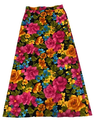 Maxi Falda Floral Hecha a Mano Años 60 32"x41.5 Hippy Mod Boho Terciopelo Flower Power De Colección Foto 1 de 4