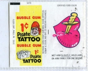 Vintage PIRATE TATTOO BUBBLE GUM wrapper/tattoo HEART WITH KNIFE - Picture 1 of 1