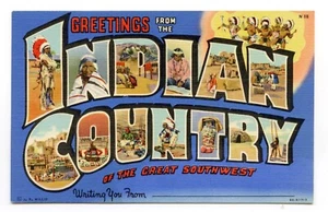 "Grüße aus dem Indianerland im Südwesten" - Vintage Leinen Postkarte - Bild 1 von 2