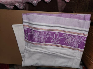 Vintage Table Cloth With Puple Edges 24 by 48 - Picture 1 of 3
