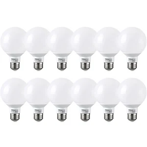12-Pack Dimmable G25 LED Light Bulb, 2700K Soft White, 5.5W Vanity Light Bulbs - Picture 1 of 7