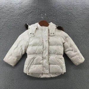GAP Puffer Jacket Toddler 4 White Ski Long Sleeve Full Zip Hooded Zip Pocket - Picture 1 of 13