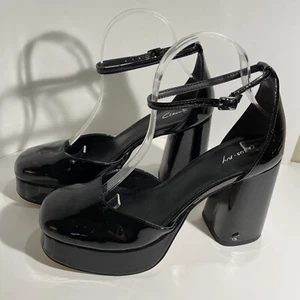 Circus By Sam Edelman Rosa Sz 8 Mary Jane W/ Ankle Strap Black Patent Goth Punk - Picture 1 of 6