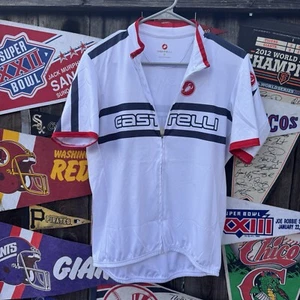 Size XL - Castelli Cycling Jersey Mens White Red Italian Flag 1/2 Zip - Picture 1 of 6