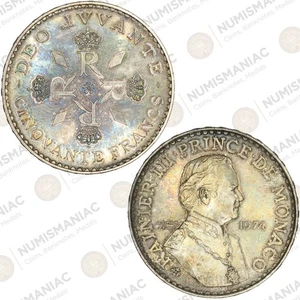 Monaco 1974 Silver 50 Francs–Rainier III Anniversary of Reign Commemorative Coin - Picture 1 of 3
