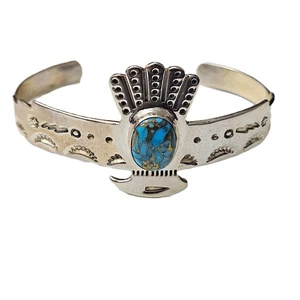 Solid Sterling Silver Women’s Turquoise Cuff Bracelet – NWT – Gift Box Included - Picture 1 of 8