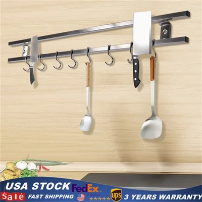 24Inch Magnetic Knife Holder Magnetic Knife Strip with 8 Hooks Powerful Magnetic - Image 1 of 4