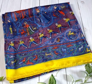 HERMES Silk 100% Shawl Scarf Carre 140cm Lalbhai Multicolor MINT Auth - Picture 1 of 9