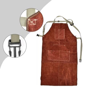 Leather Work Apron Heavy Duty for Welding with Multiple Storage Options - Picture 1 of 10
