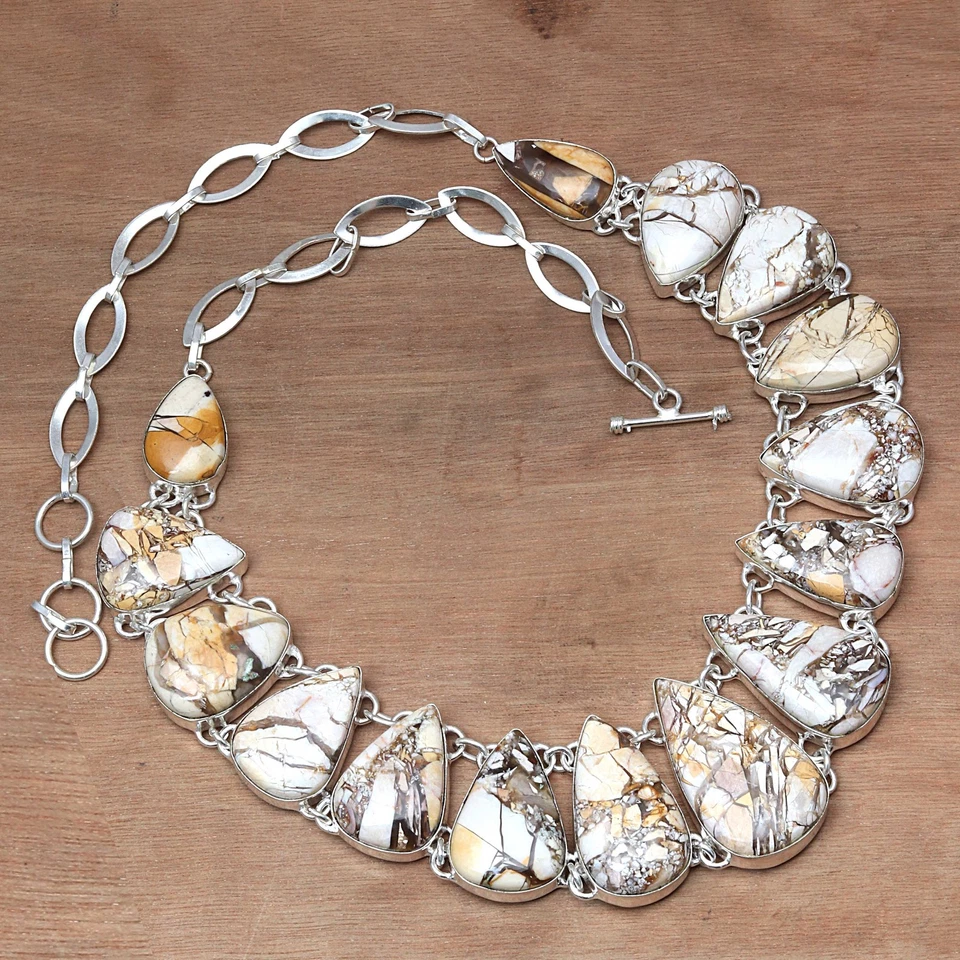 Collar de piedras preciosas mocaíta brechas para mujer unisex joyería 18-20"" Foto 1 de 1