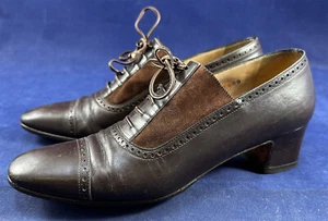 Vintage Salvatore Ferragamo Women's 1960s Brown Leather Brogues Oxfords Shoes - Picture 1 of 4